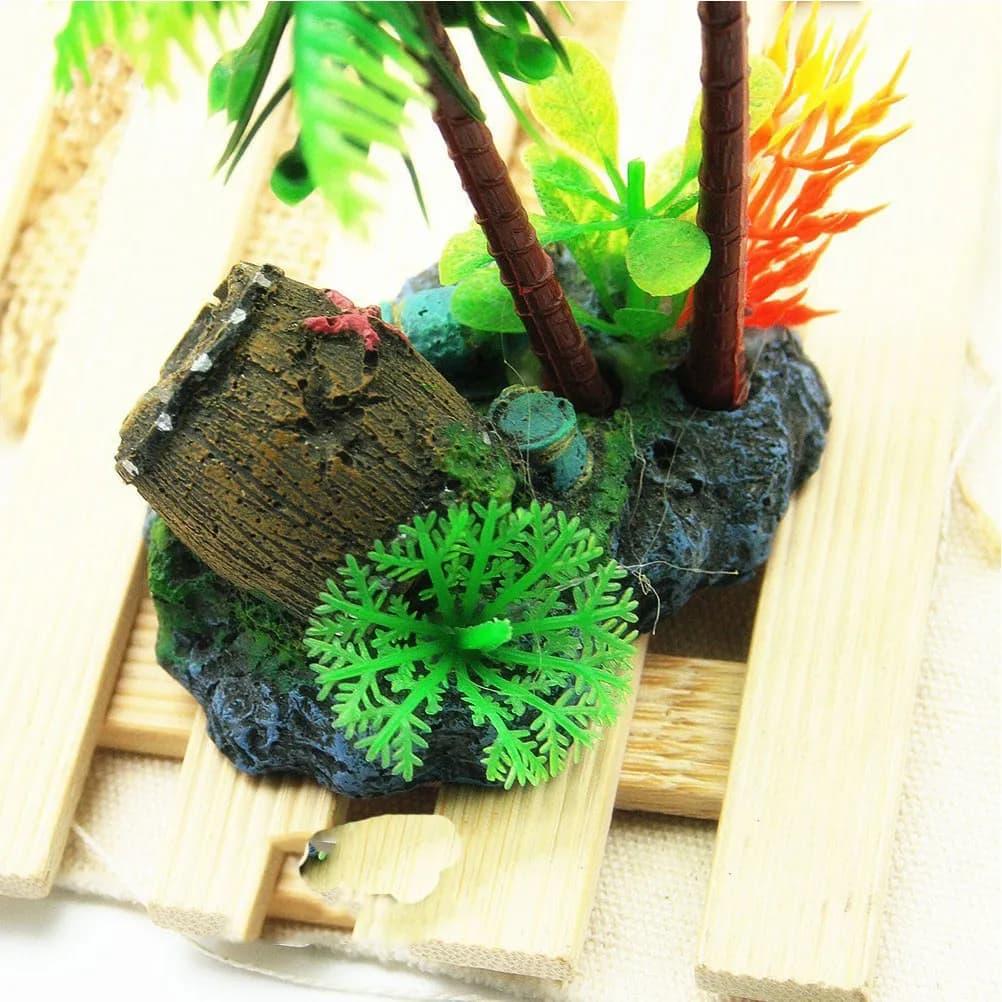 Premium Artificial Coconut Tree Aquatic Plant for Aquarium Rockery Bonsai Decor Green Realistic Waterweed Simulation Potted