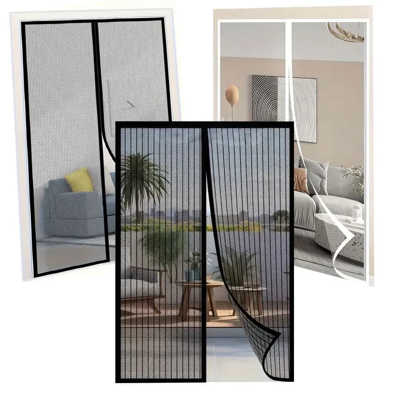 Easy Install Magnetic Door Curtain - Auto Closing (Includes 9 Pairs Of Magnets And Hemming), No Drilling Required, Room Decor, Home Decor, Size 35.43" X 82.67", Pest Control, Mosquito Proof, Breathable, Classic Style, Suitable For Bedroom