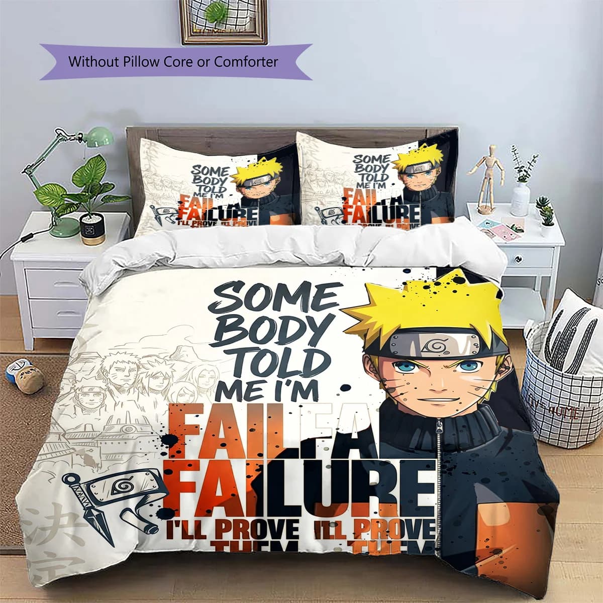 Naruto Unique Pillowcase & Duvet Cover Set | Anime Themed | Bedroom Collection | Great Gift for Enthusiasts YUN6511