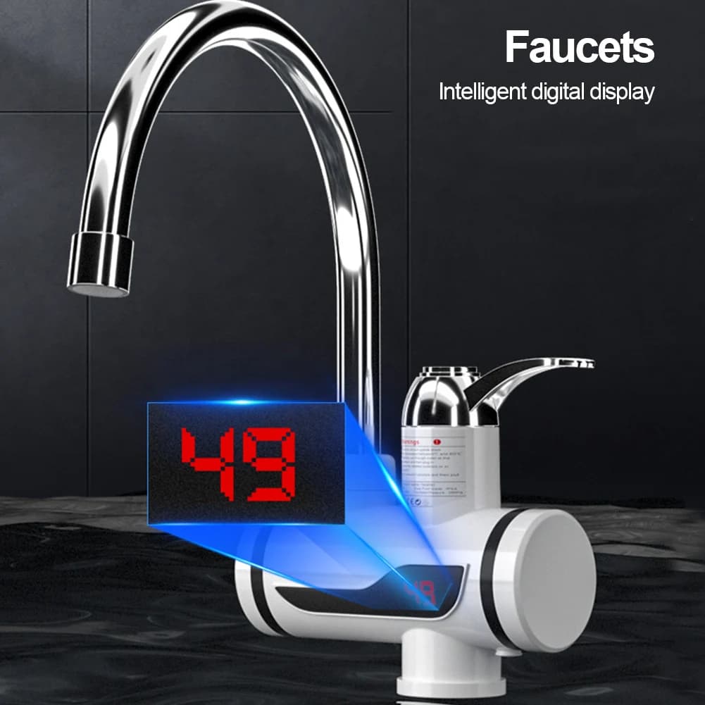 Miscelatore elettrico caldo freddo Rubinetto per riscaldamento istantaneo da 3000 W Rotazione a 360 gradi Temperatura regolabile Digitale per cucina Bagno
