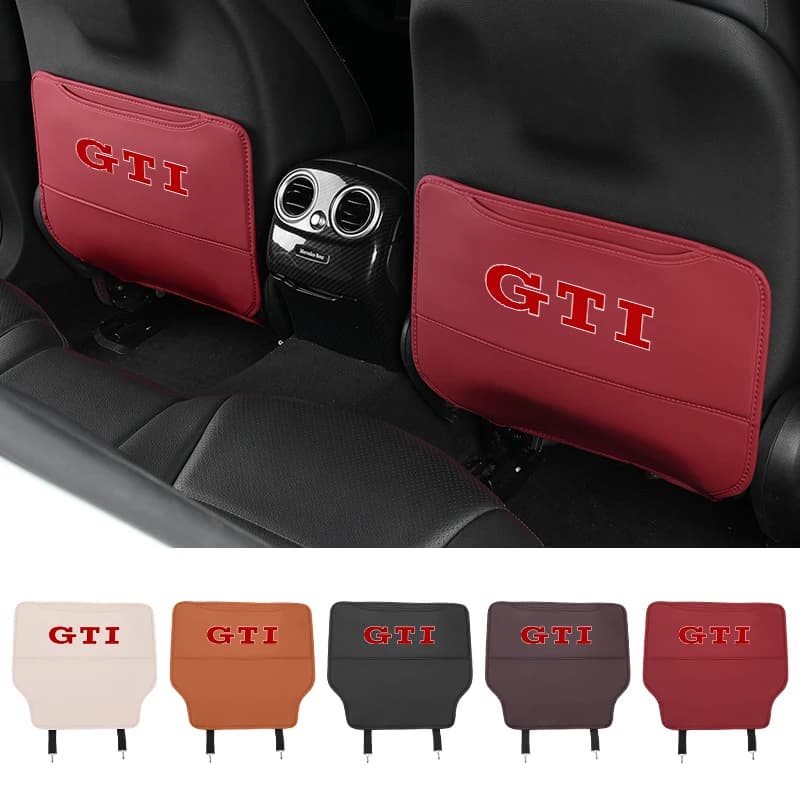 Car Leather Half-Cover Seat Anti-Kick Mats Pad Storage Pouch For Volkswagen GTI Golf 4 6 7 Tiguan Passat B5 Jetta MK5 MK6 Polo