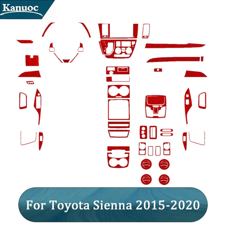 Carbon Fiber Red Car Stickers for Toyota Sienna 2015-2020 Interior Parts for Car styling Glass Covers