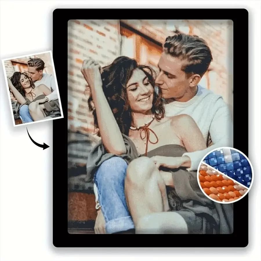 Pittura Diamantata 5D Personalizzata Fai da Te su Tessuto Vellutato, Crea la Tua Opera d'Arte con i Motivi sul Telefono, Diamond Pai