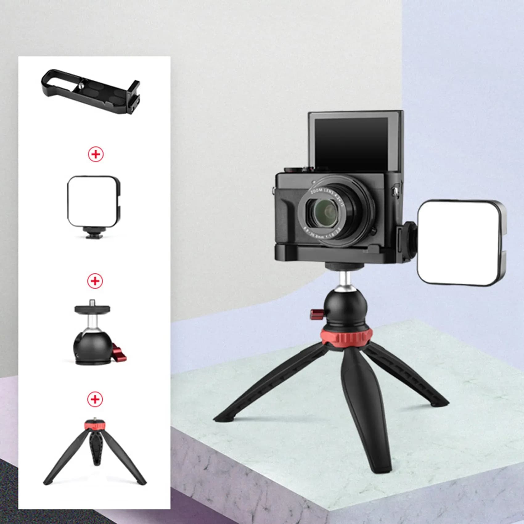 ABKN-Per Canon G7X Mark II G7X Mark III Scheda di Espansione + Luce di Riempimento + Treppiede + Kit Cardanico Per Canon G7X Mark 2/G7X Mark 3
