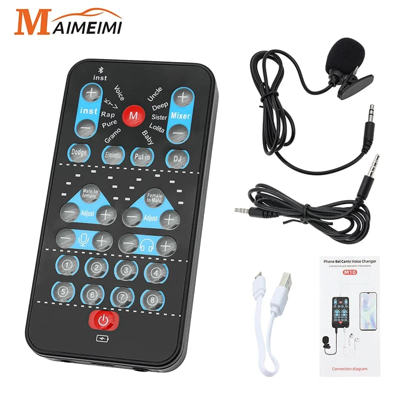 Dispositivo cambia voce M10 Funzione karaoke Interruttore vocale maschio femmina Scheda cambia suono portatile universale Sintonizzazione fine per live