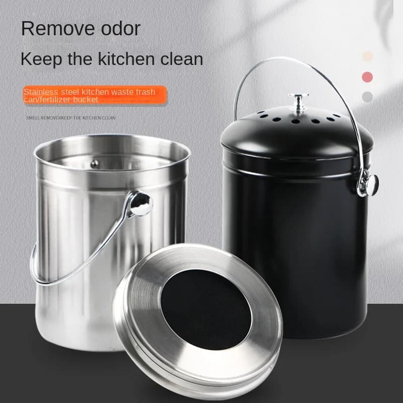 Cestino per Compost residuo vegetale Peel Household Durable cucina in acciaio inossidabile filtro a carbone nero pattumiera da cucina