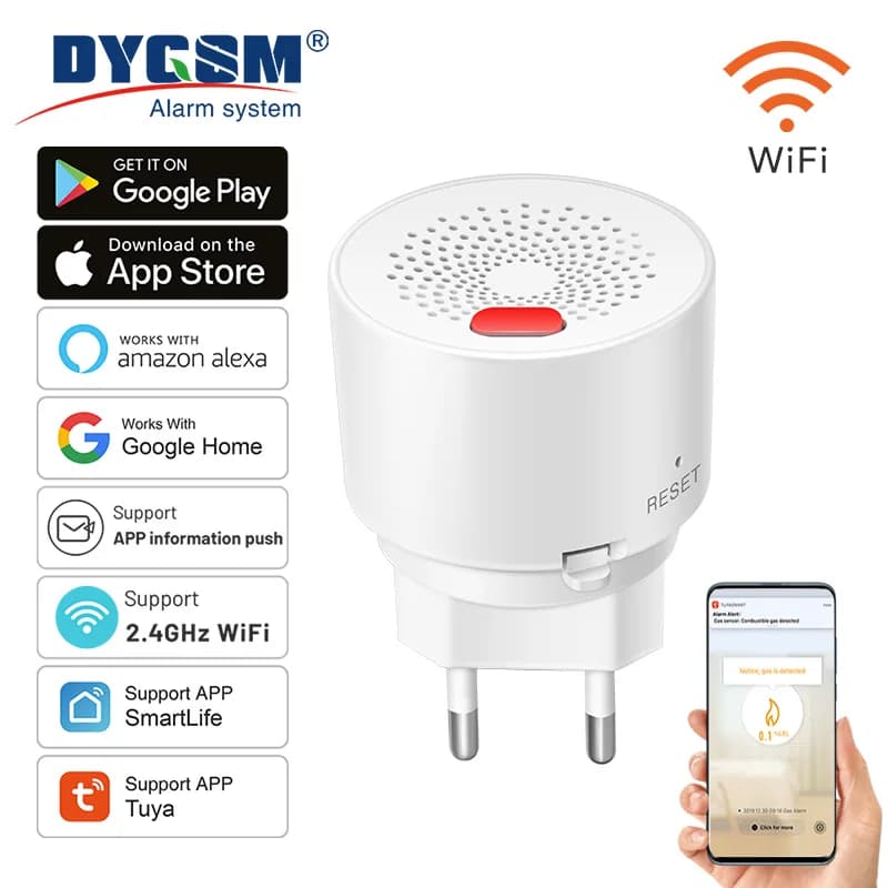 Tuya Smart Wifi Sensore di gas naturale Rilevatore di perdite di gas GPL combustibile domestico Protezione antincendio con Alexa Google