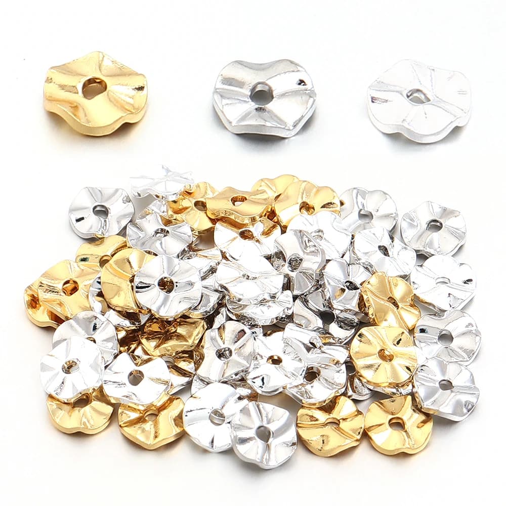 20pcs/lot 18K Gold Silver Plated Metal Wavy Spacer Beads Water Ripple Round Washer Spacers DIY Bracelet Necklace Jewelry Making