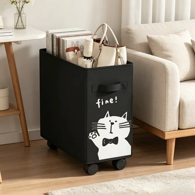 Carrello Portaoggetti Pieghevole Sotto Scrivania, Organizzatore Mobile per Forniture da Ufficio e Libri