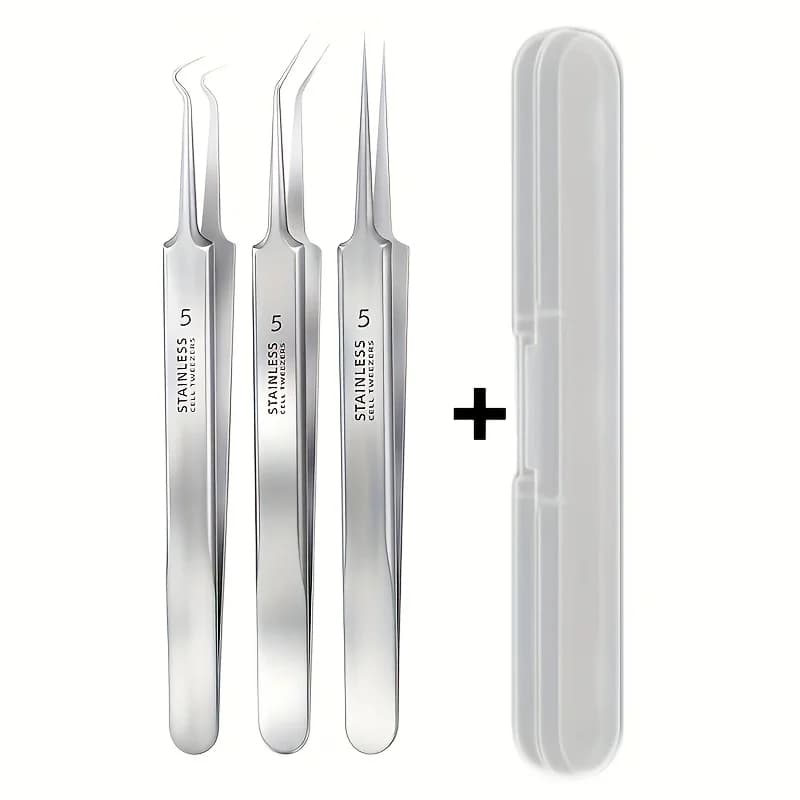 Set of Ultra Sharpened Stainless Steel Needles for Acne Removal, Black Point Extractor, Specific Tools Set for Beauty Salon, Tweezers