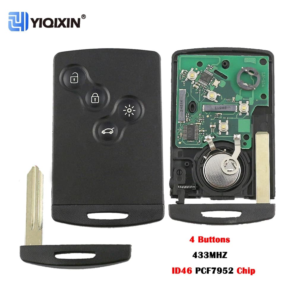 Chiave a distanza senza chiave per Renault Megane 3 Fluence Scenic Laguna Koleos Clio Captur Smart Card PCF7952/7953 Chip 433 Mhz No Logo