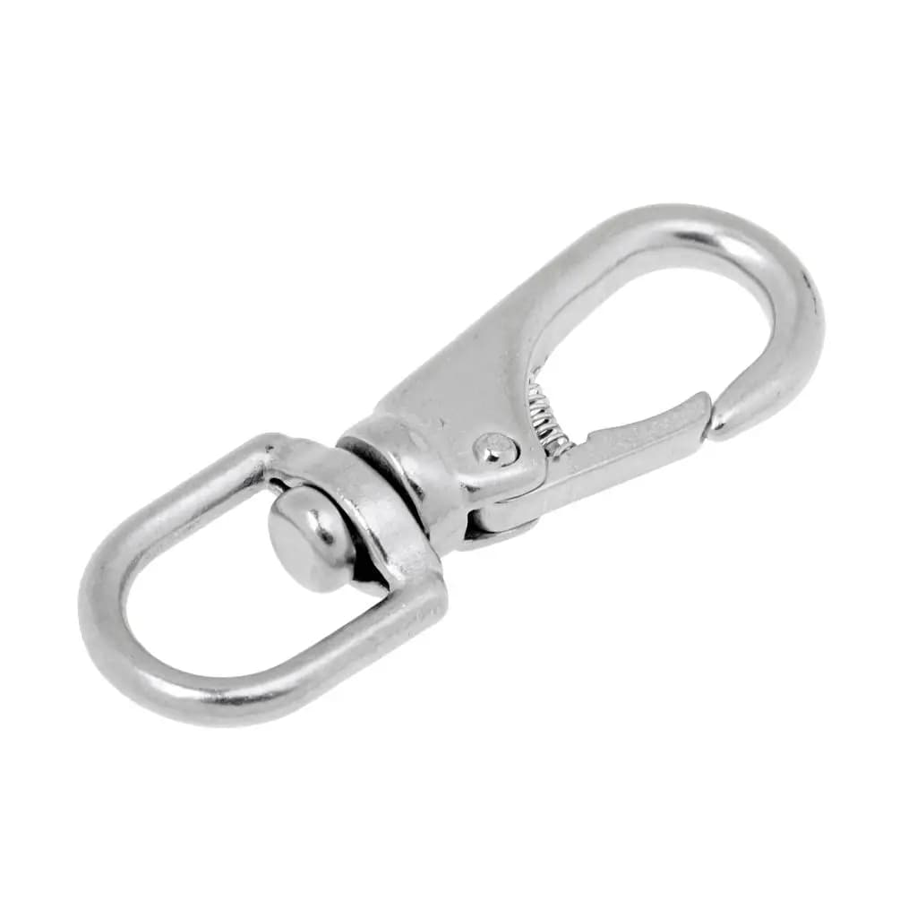 Moschettone marino in acciaio inossidabile con occhiello girevole Hardware per barche Serratura a molla di sicurezza per corde da pesca a catena per animali domestici Accessori portachiavi