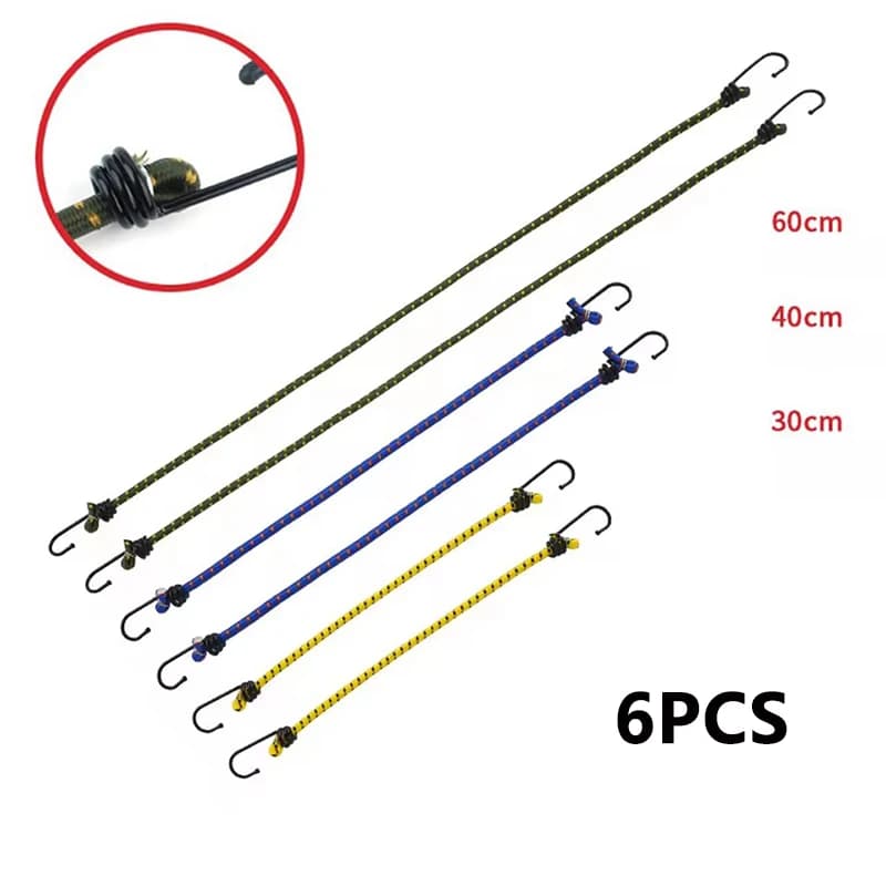 Outdoor Camping Elastic Corda 6 Pieces With Iron Hooks Setup Tent Fixed Corda Kayak Canoa Practical Alloy Rope