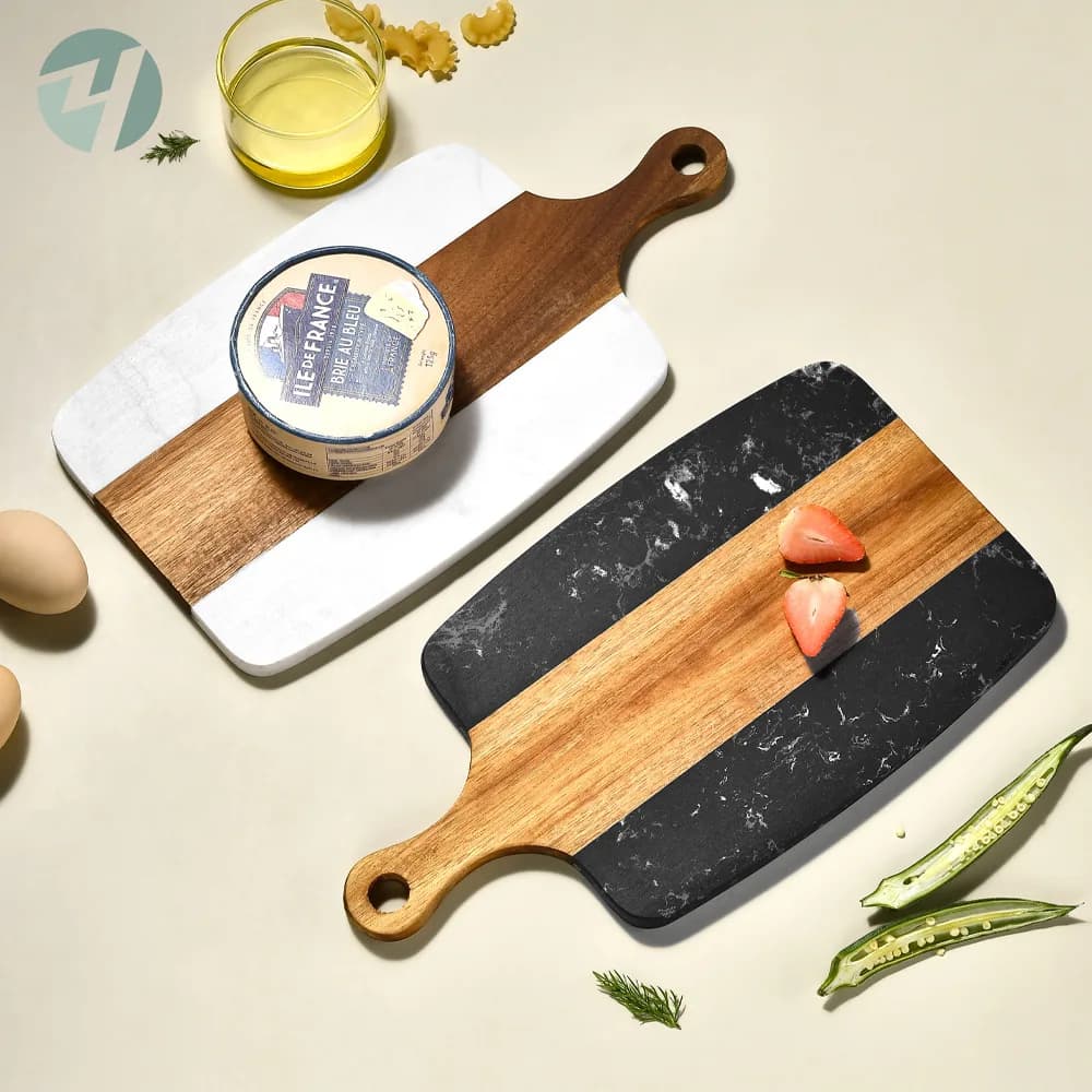 Jaswehome Tagliere in Marble Kitchen Wood Butcher Block Tagliere Fruit Steak Forming Tablets for Tray Panels to Serve