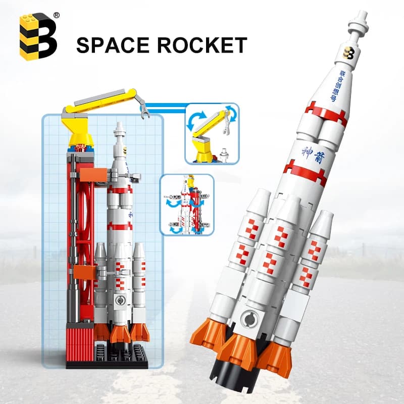 Set di 100+ Pezzi Modellini di Astronavi, Satelliti e Navicelle Spaziali, Serie Militare, Centro di Lancio Razzo, Blocchi da Costruzione