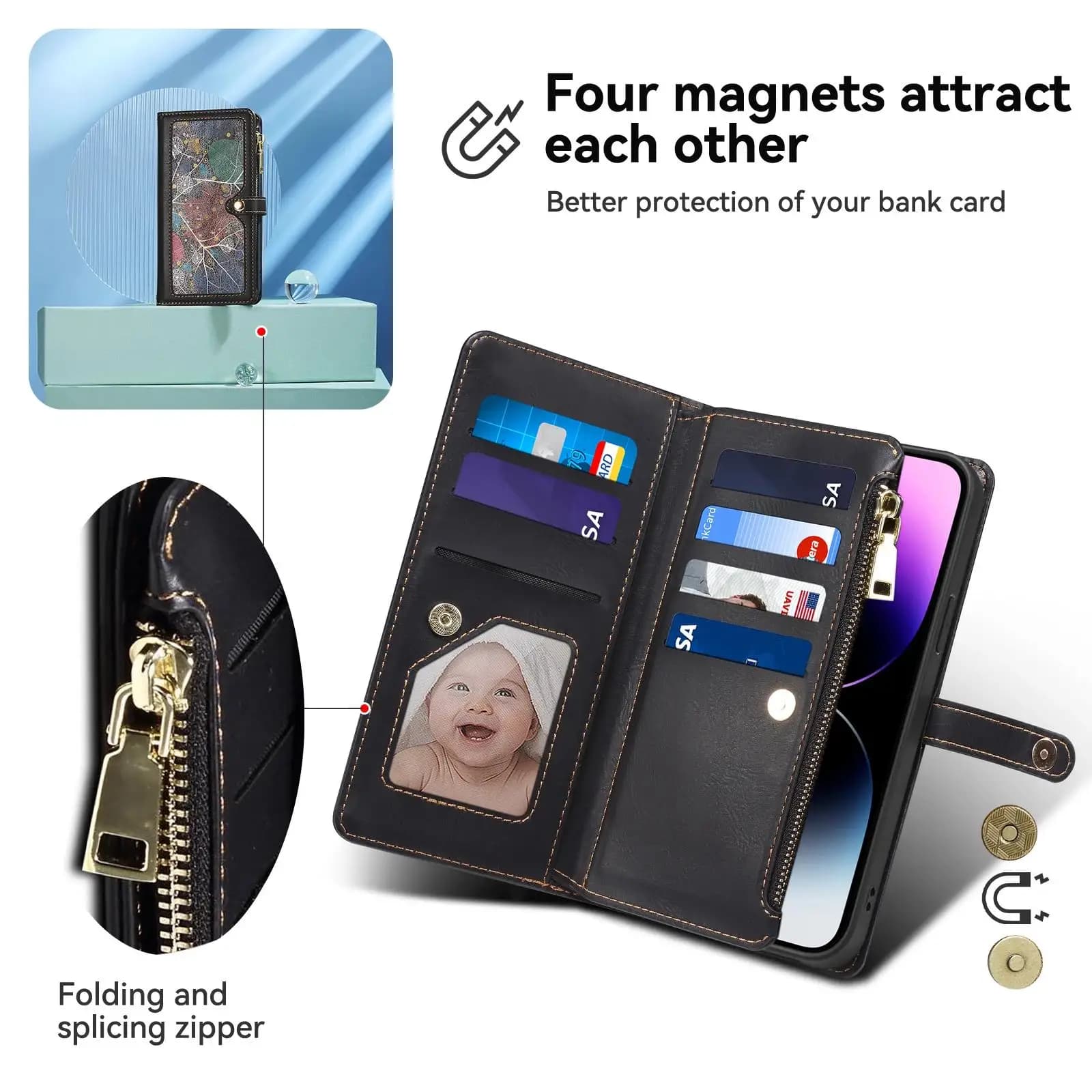 Per Huawei Honor 9X Premium Custodia Flip RFID Custodia in pelle con cerniera per Huawei Honor 9X Portafoglio Fonda Honor 9X Pro X 9 Etui