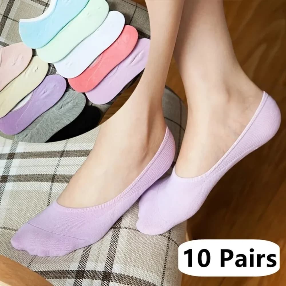 10 pairs of simple socks No Show, pack of ankle socks in breathable low cut blend, stockings and women's socks