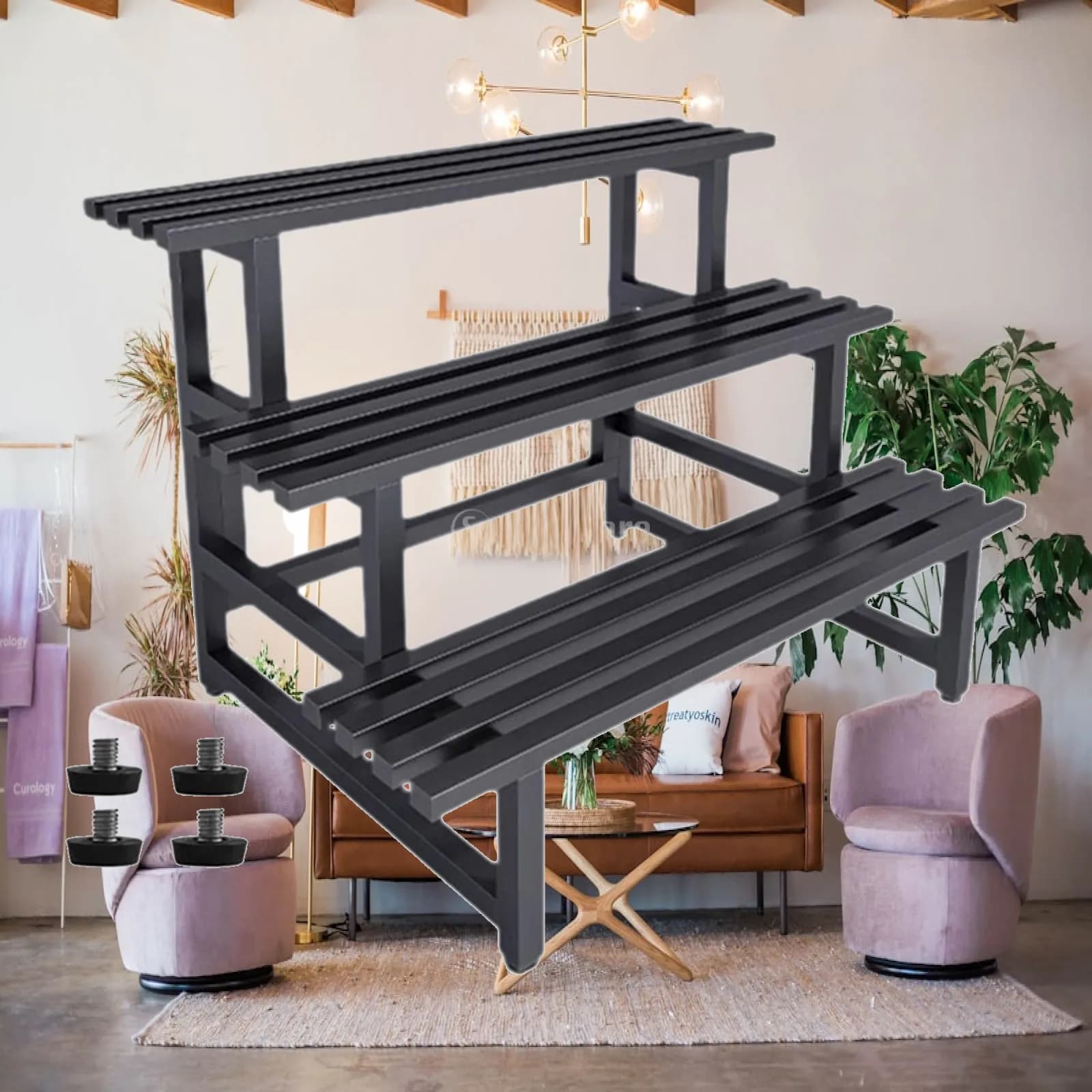 Metal Plant Stand with 3 Tier Flower Pot Display Rack for Living Room And Patio