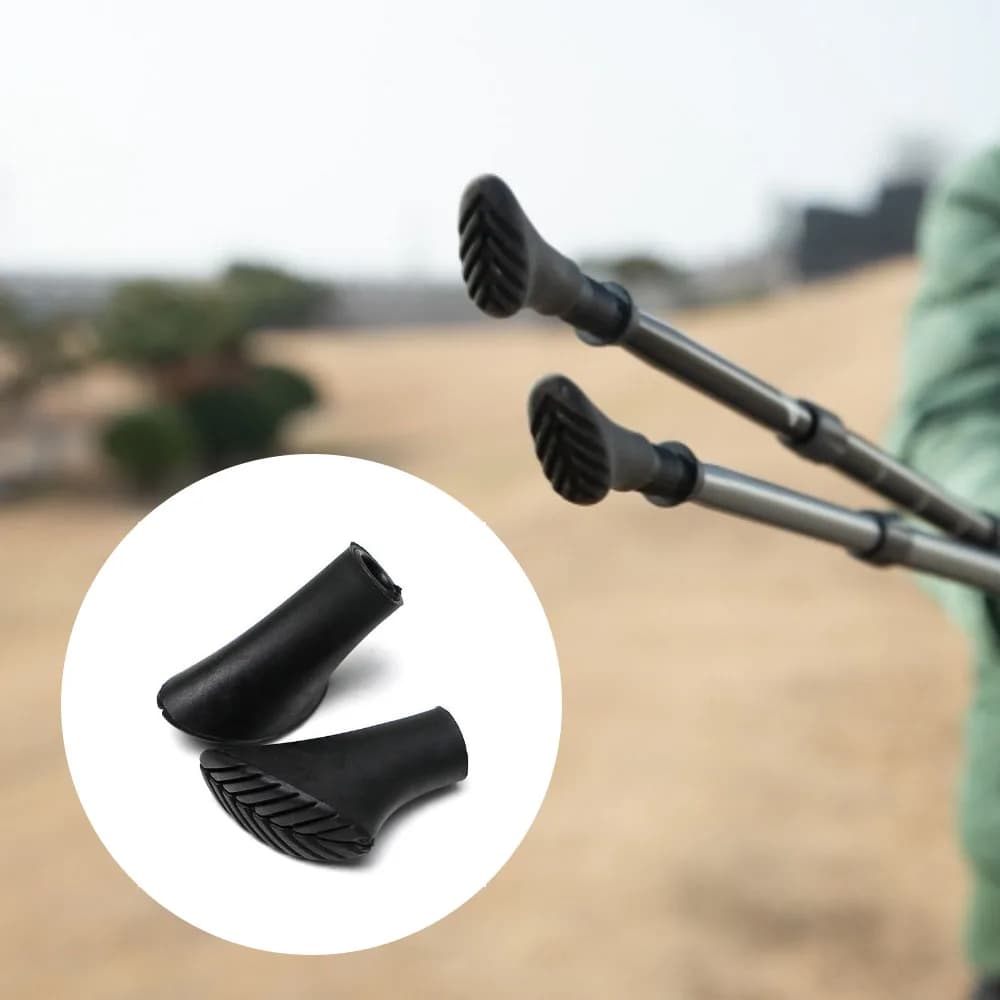 2 pieces trek sticks protection rod rubber bearing PVC buffer spare tip hiking mountaineering non-slip rubber sleeve