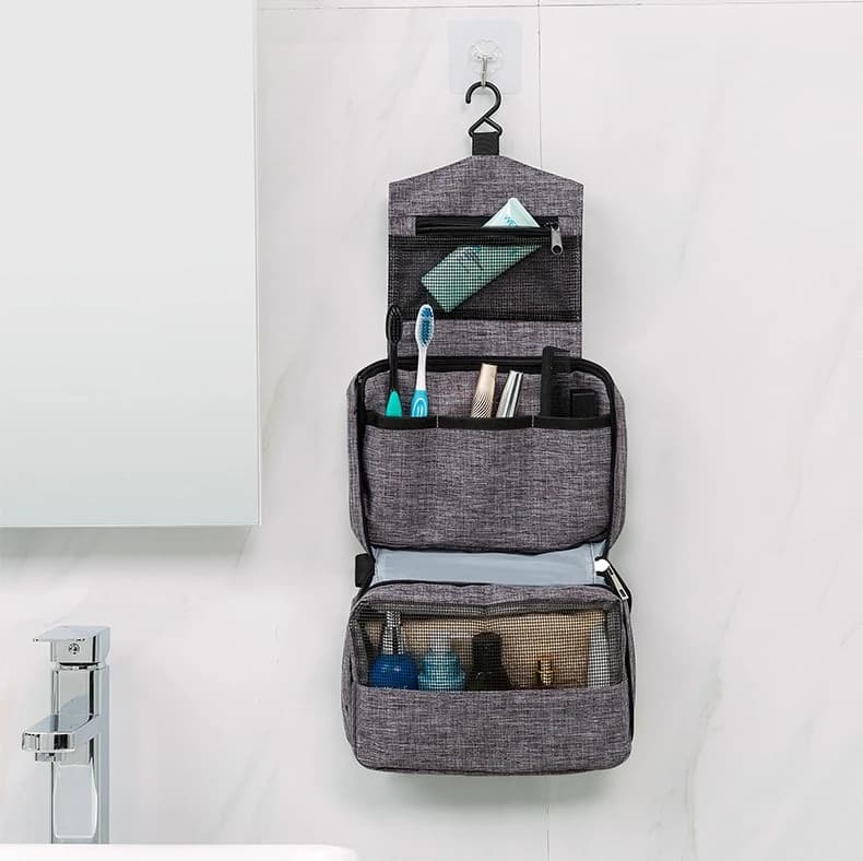 Borsa per cosmetici da appendere per uomo e donna, organizer da viaggio multifunzione, da toilette, per lavare il trucco, per estetista, borsa per trucco pieghevole