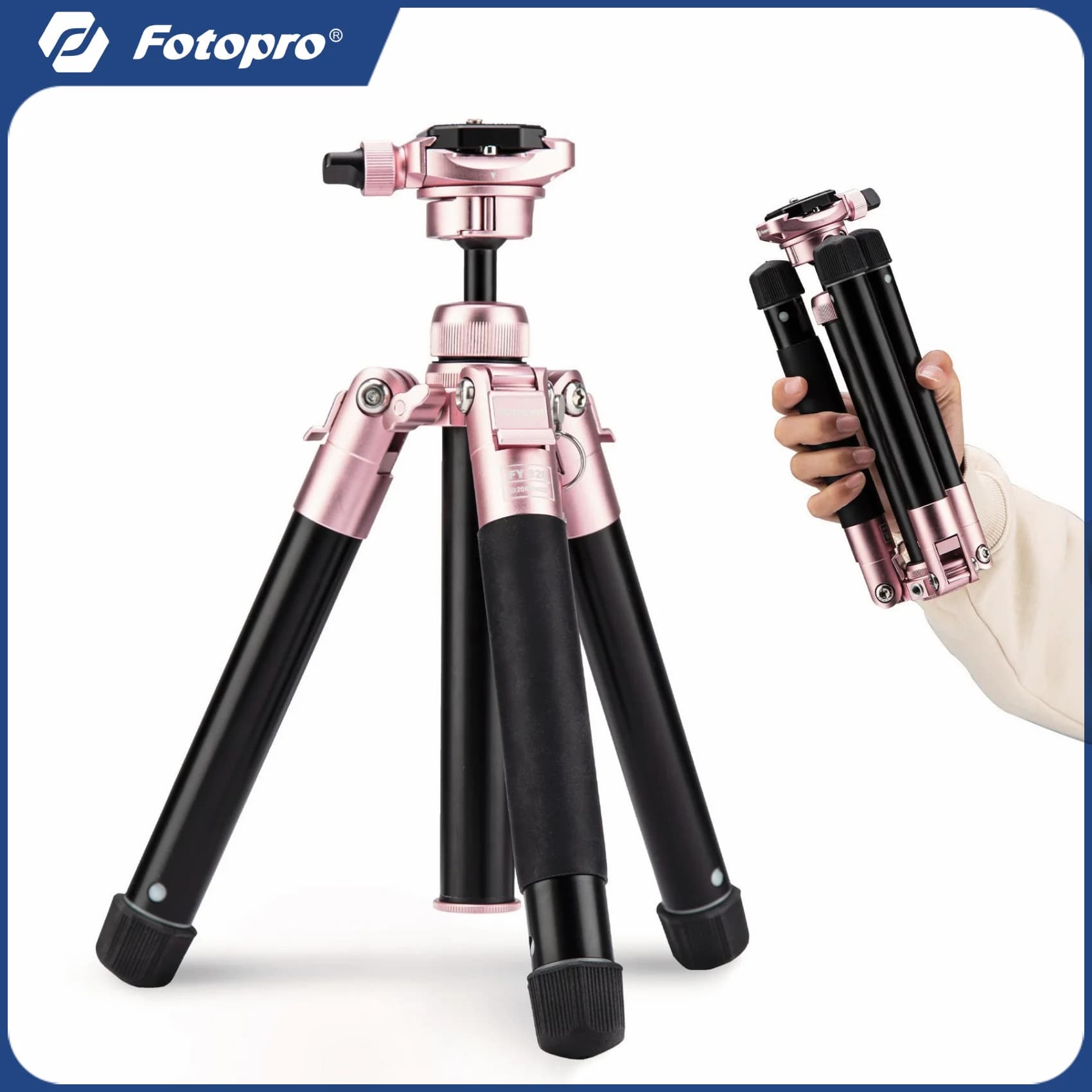 Fotopro Mini Treppiede Treppiede da viaggio leggero da 152 cm con supporto per telefono con testa a sfera Treppiede per telefono con fotocamera staccabile per selfie Stick Free-1