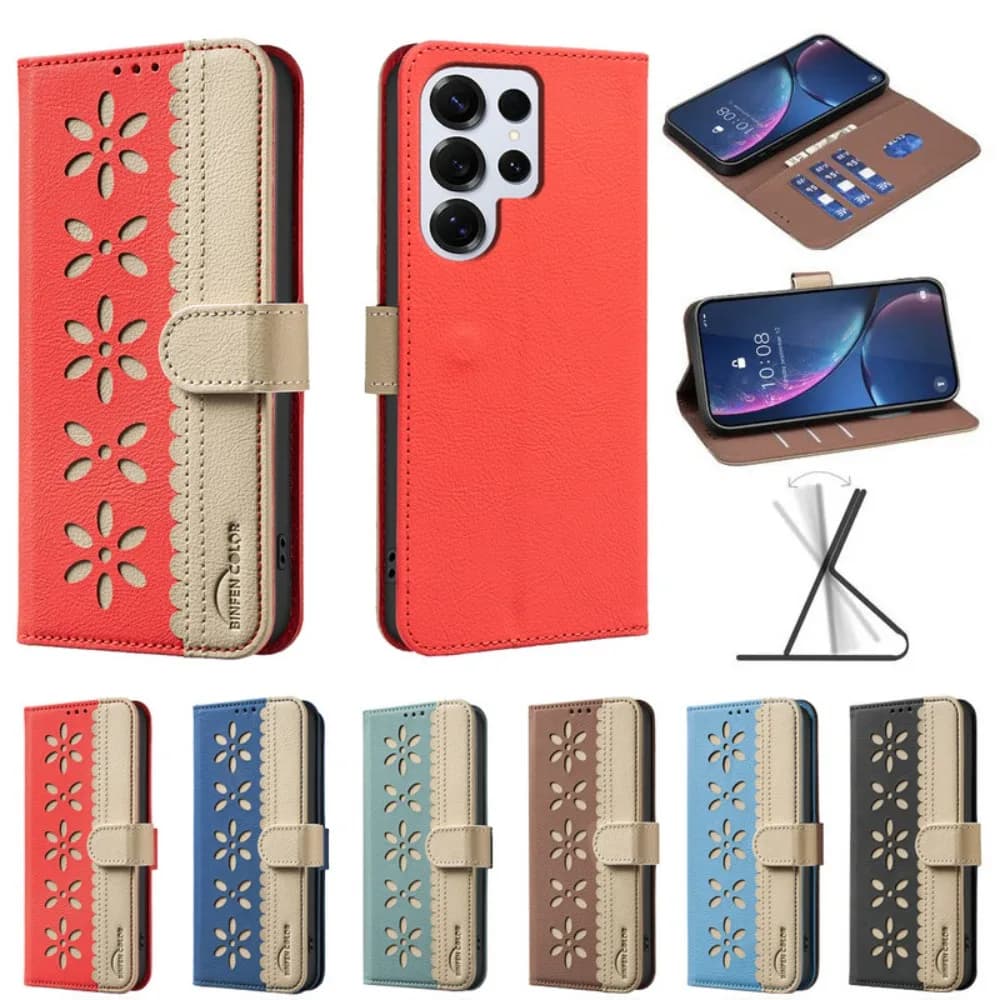 Custodia a libro in pelle con protezione RFID per Samsung Galaxy S26 Ultra 5G, S26 Edge, S26 Pro Plus - Lussuosa Cover a Libro