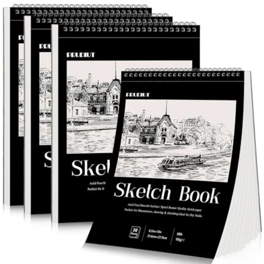 4 Pack Sketch Book, 8.5 x 11Inch Sketchbook, 68lb/100gsm Top Spiral Bound Sketch Pad, Acid Free Art Supplies Drawing Painting S