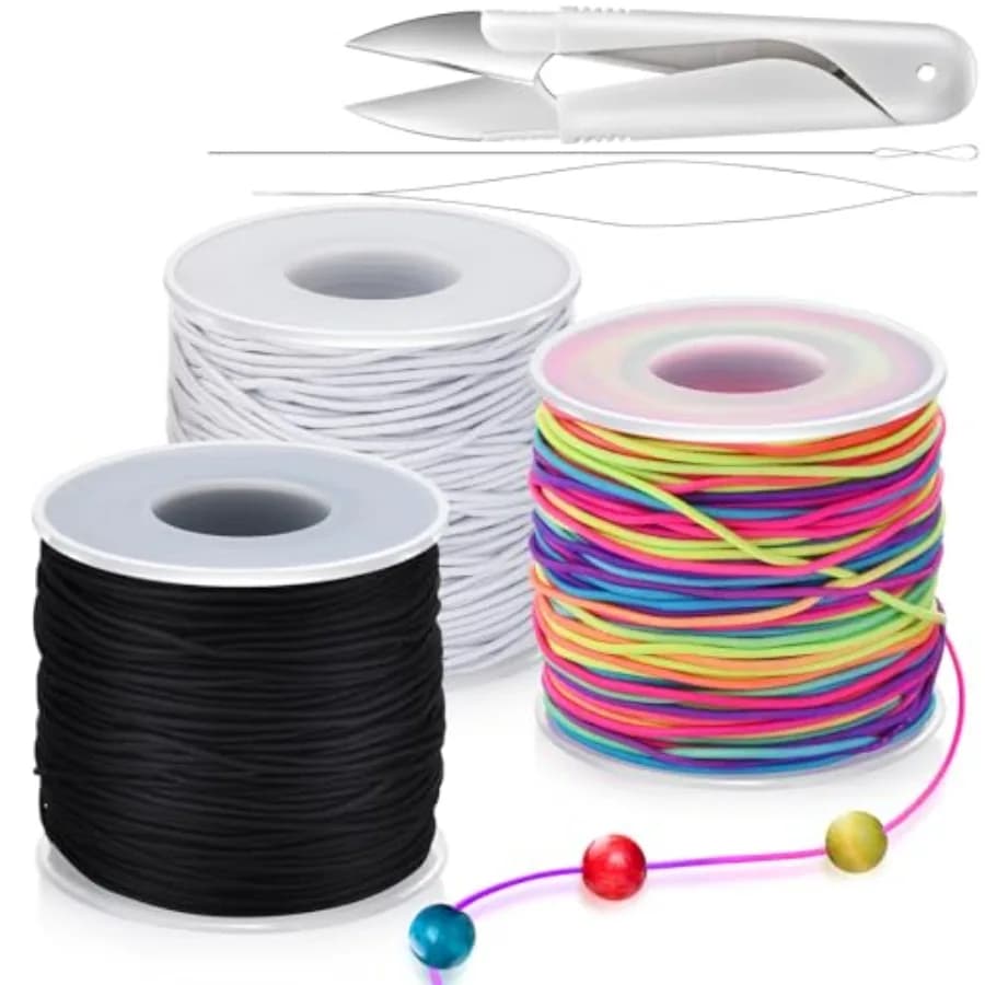 492 Ft Stretchy Bracelet String 1mm Elastic String for Bracelets 3 Roll Elastic String Elastic Cord for Jewelry Making Necklace