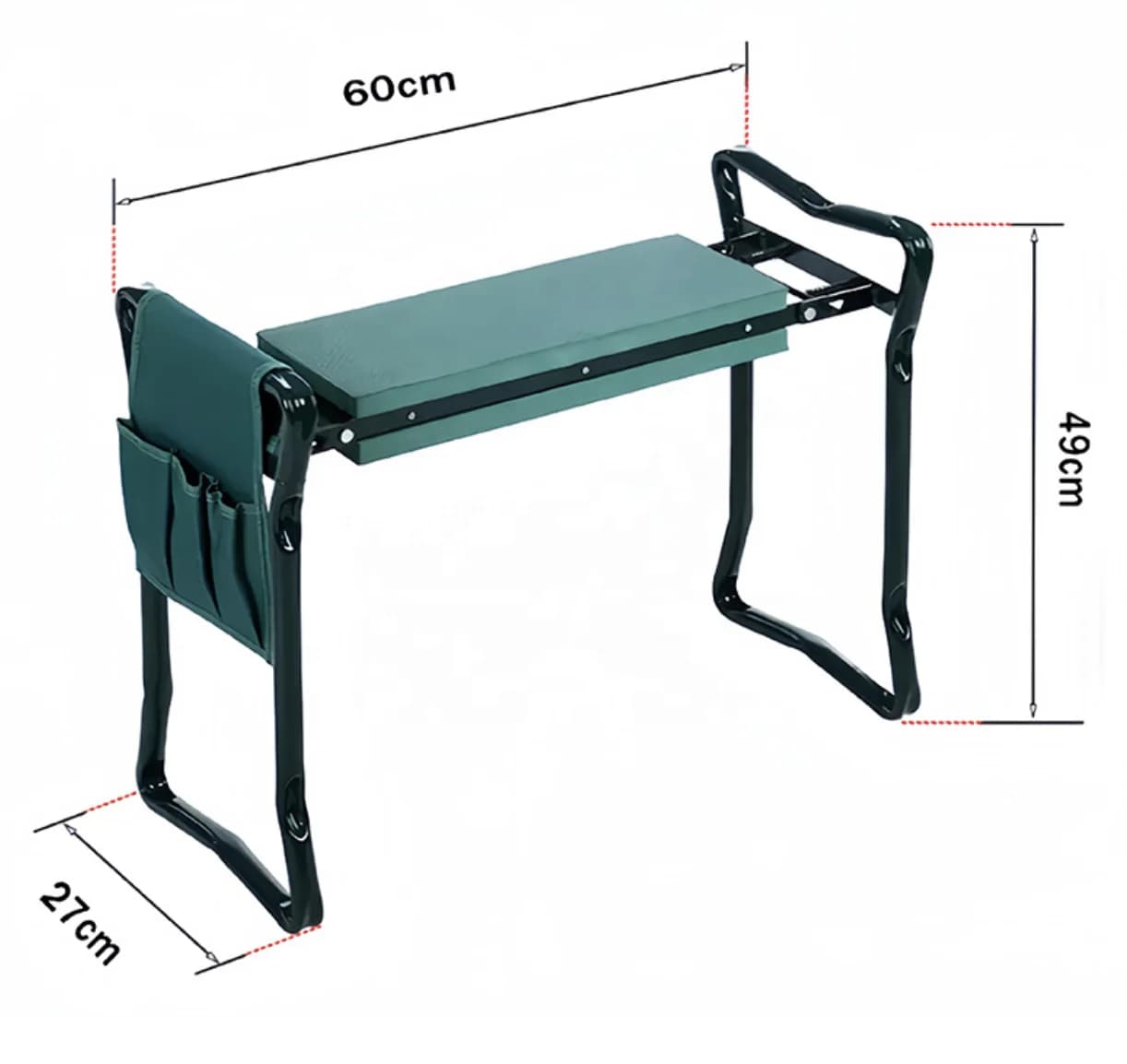 Sgabello e Sedile da Giardino 2 in 1, Pieghevole con Borsa Porta Attrezzi Staccabile, Panca Portatile per Protezione Ginocchia per Anziani