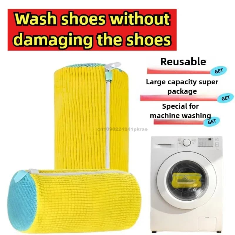Lavaggio scarpe Borsa per macchina Pantofole Borsa per la biancheria Rete per pulire le scarpe Copriscarpe lavabili Kit scarpe da ginnastica Spazzola per scarpe a setole morbide