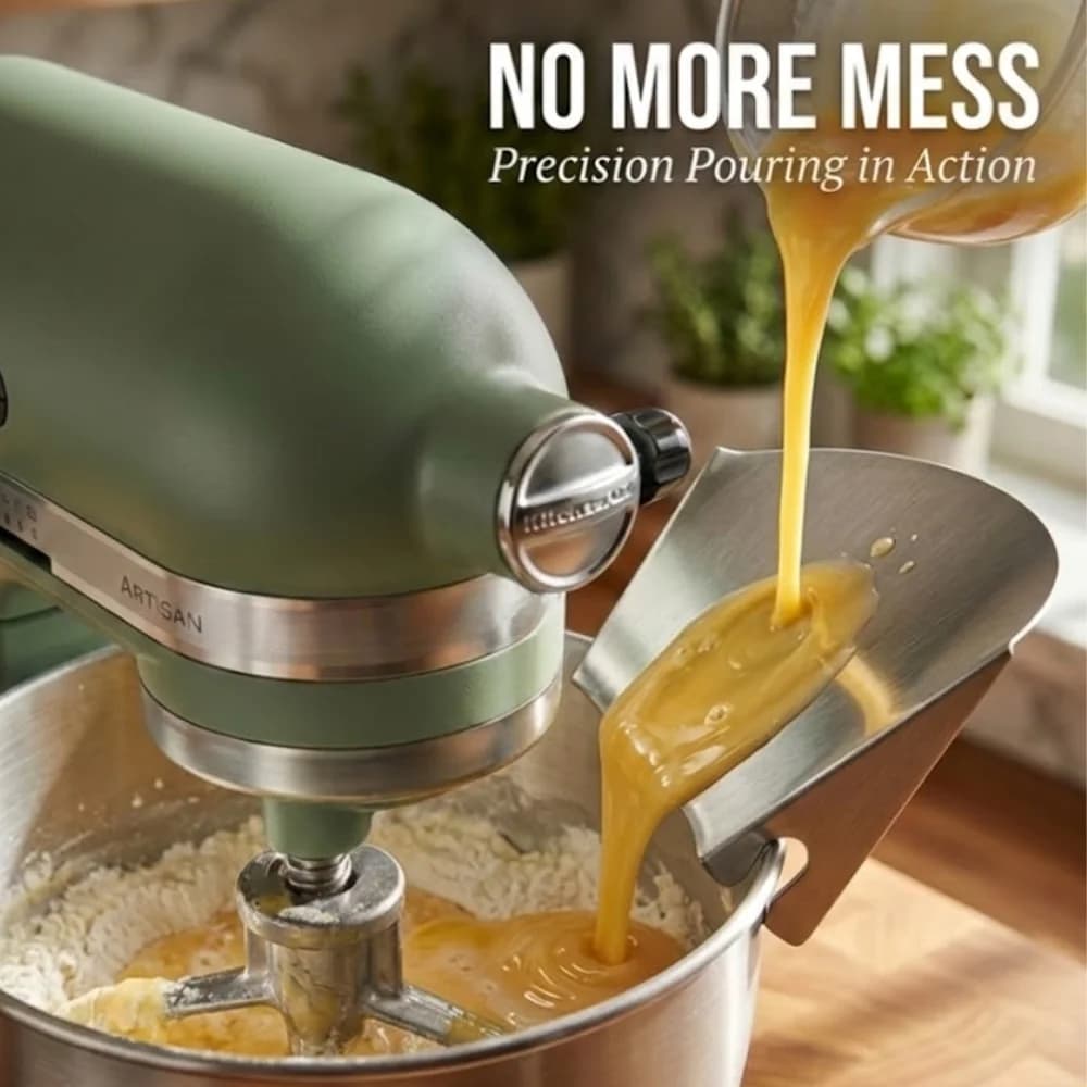 Gocciolatore in acciaio inossidabile compatibile con gli accessori per impastatrice KitchenAid, protezione universale a forma di imbuto per testa inclinabile e ciotola