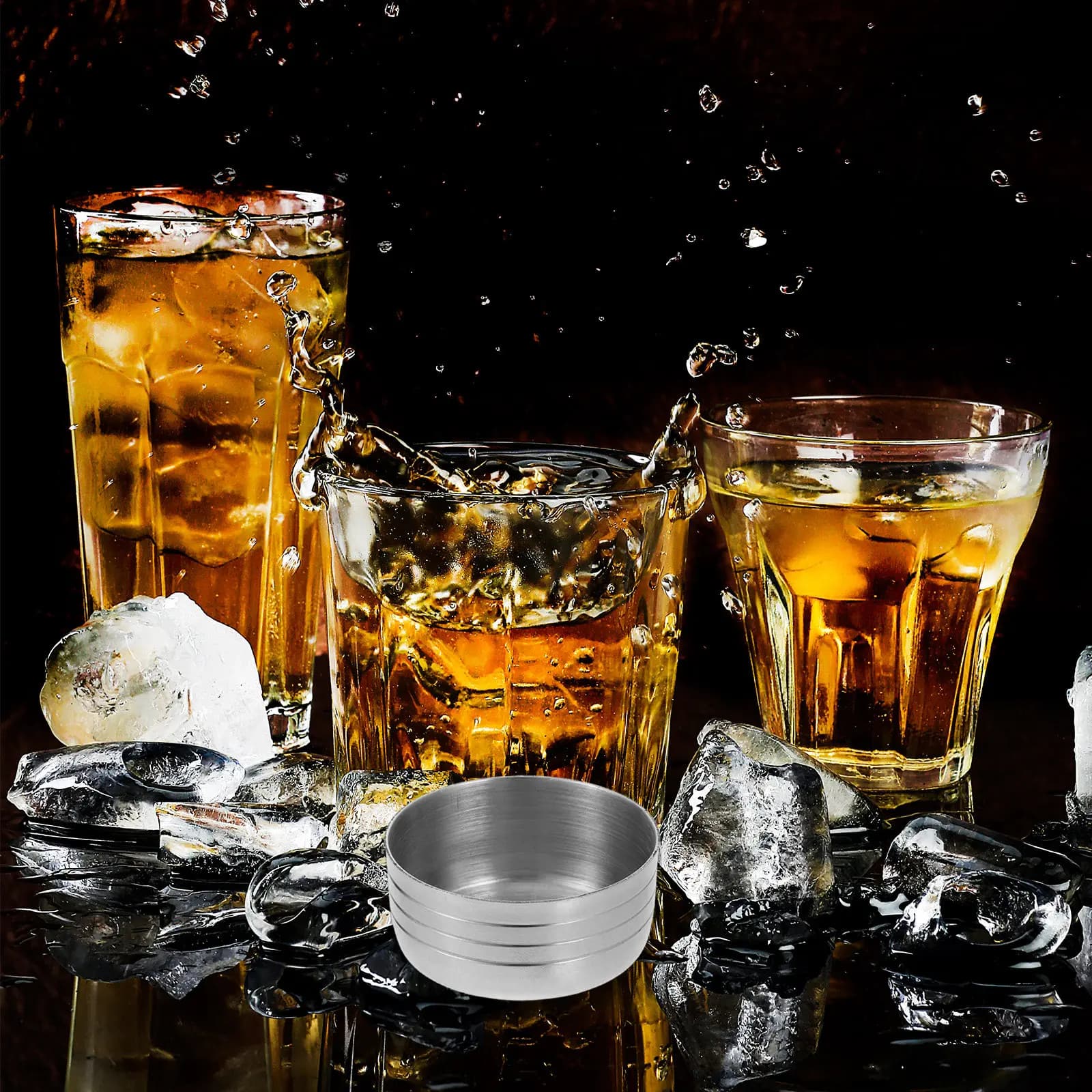 2Pcs Stainless Steel Shaker Lids Splash Proof Reusable Covers Replacement Lid Cocktail Juice Cup Caps Bar Mixer Supply