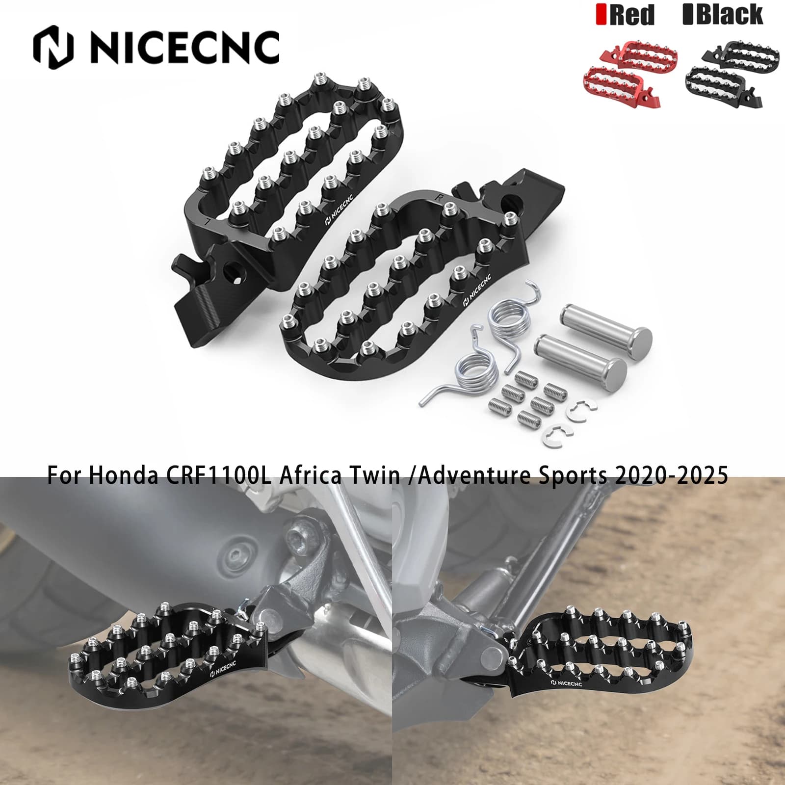 Pedane Poggiapiedi per Moto Honda CRF1100L Africa Twin/ADV 2020-2025, Pedane per Africa Twin CRF 1100L Adventure Sports 20-25