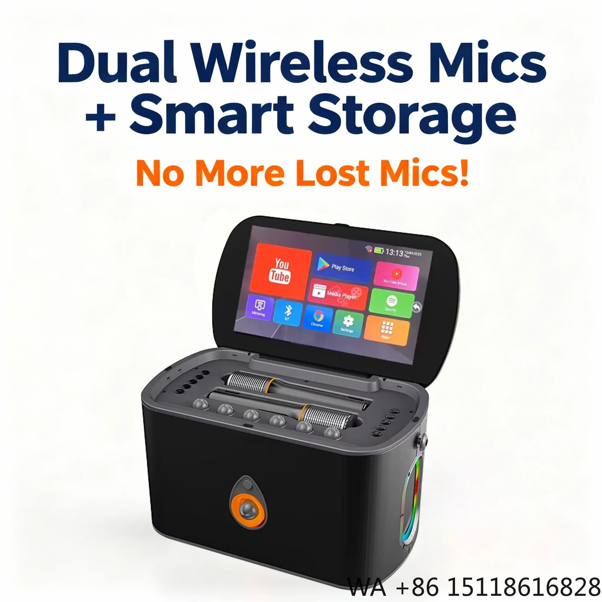 2025 All-in-One KTV Smart Party for Karaoke Players Speaker WIth 2 Mic Android System Powerful Wireless Touch Screen Machine