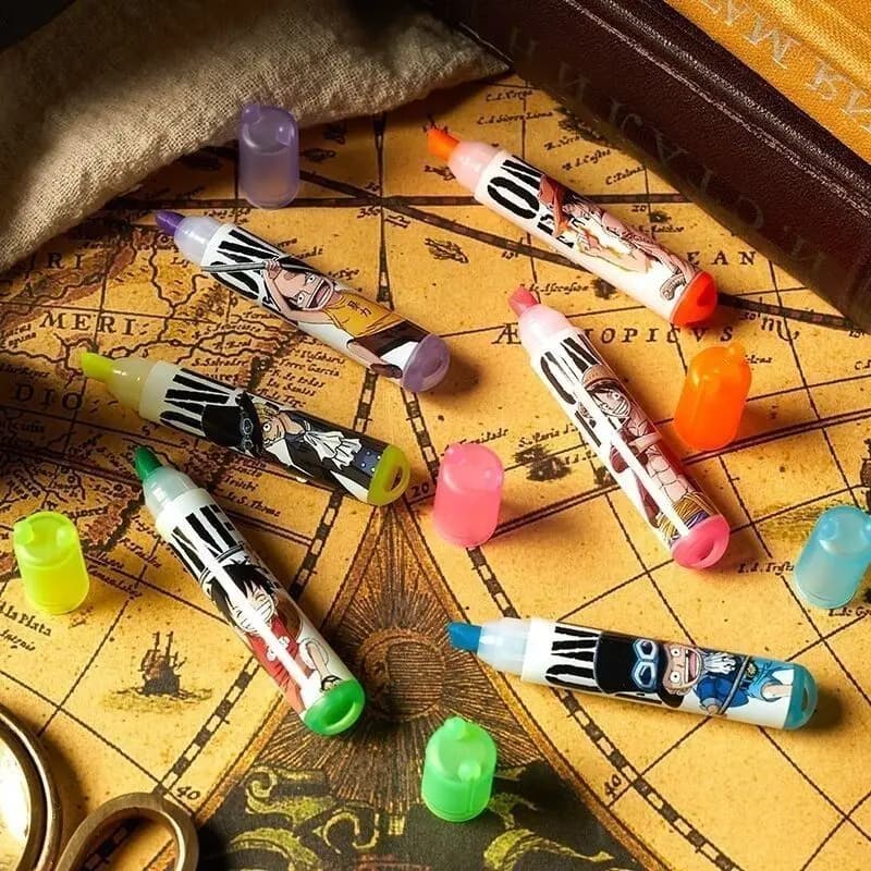 Evidenziatore con motivo a cartoni animati in un unico pezzo, piccolo mini collezione di pennarelli colorati per studenti, set di cancelleria con pennarelli colorati a testa morbida