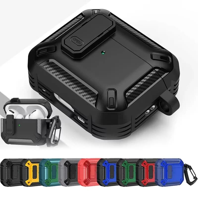 Custodia Protettiva per Auricolari Apple AirPods 3 2 1 con Portachiavi e Blocco di Sicurezza, Cover Antiurto per AirPods Pro 2, Accessori