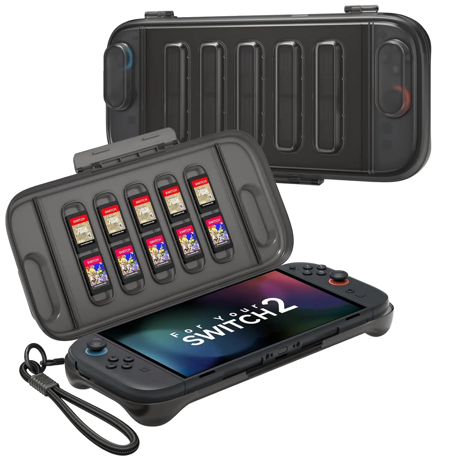 Custodia protettiva compatibile con Nintendo Switch 2 (2025), guscio rigido, slot per schede di gioco integrato, copertura protettiva completa