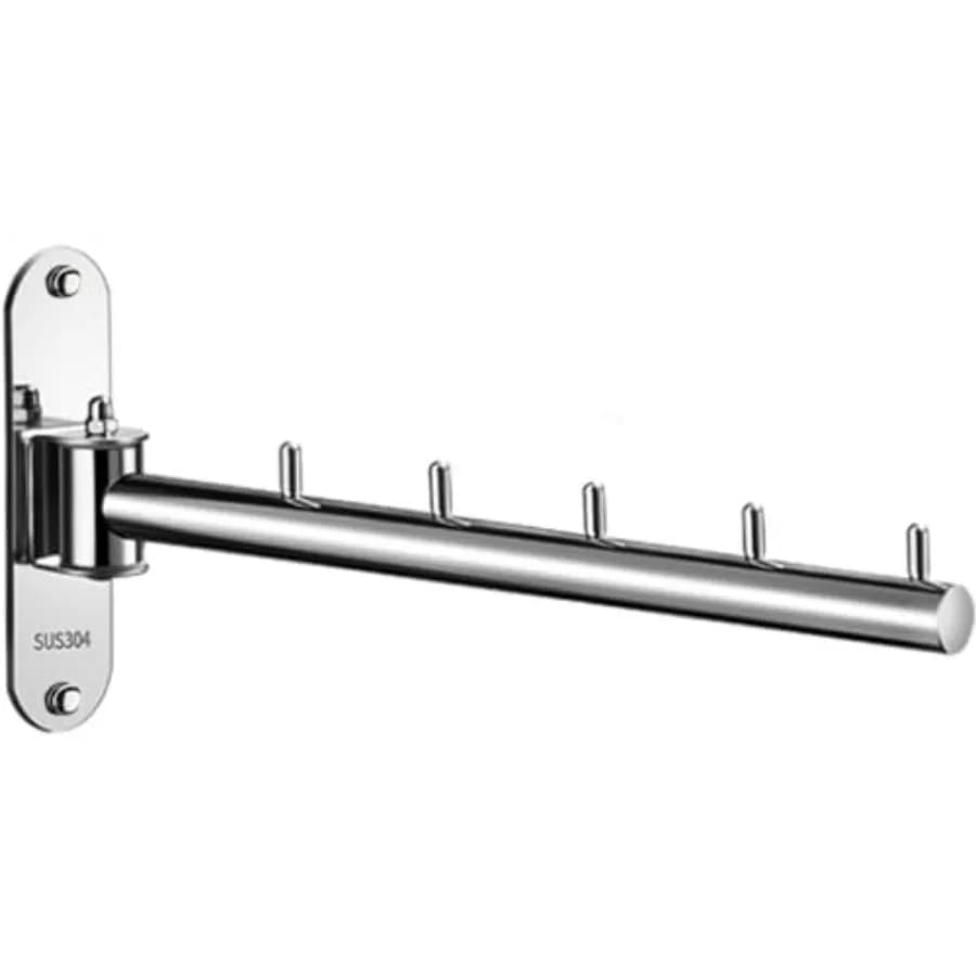 Clothes Hanger Laundry Room Hanging Rod Wall Mount Valet Hooks for Closets