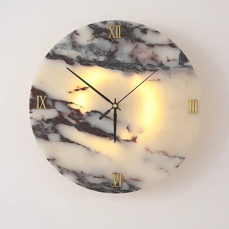 Lampada da Parete LED Innovativa con Funzione Orologio, in Pietra Naturale, per Interni, Ingresso, Soggiorno, Camera da Letto, Sala da Pranzo, Illuminazione in Marmo