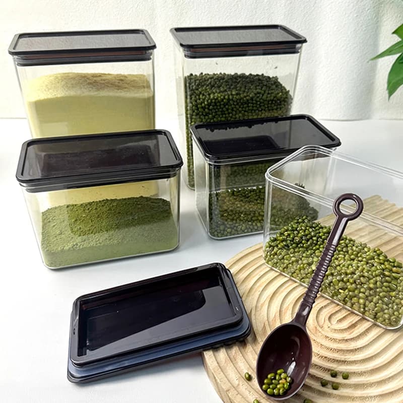 Plastic Sealed Box Storage Jar Storage Containers Special Fruit Powder Box Square Transparent Sealed Jar Coffee Bean Sealed Jar