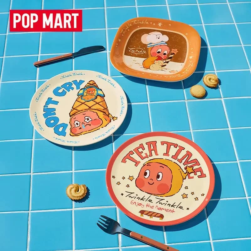 POPMART Twinkle Twinkle Moon Gelato Series Piatto Quadrato Stoviglie Blind Box Busta a Sorpresa Giocattoli Bambola Statuetta Anime Carina Ornamenti Regalo