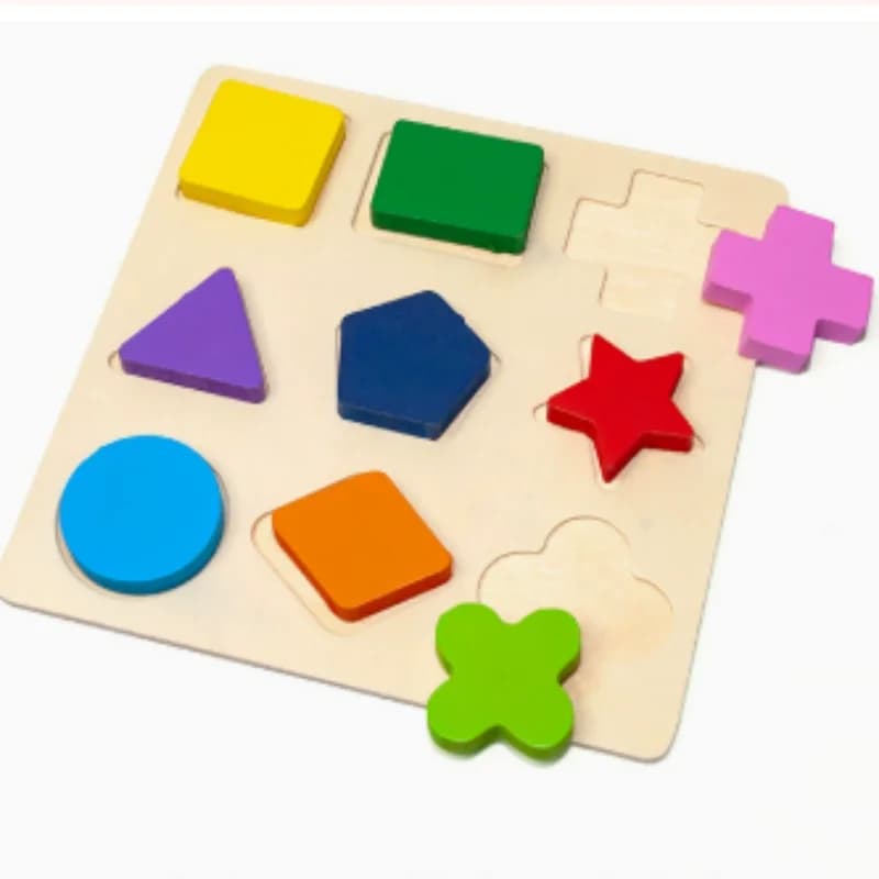 Blocchi Geometrici in Legno Montessori, Puzzle di Forme, Gioco Educativo Precoce per l'Apprendimento della Matematica, Giocattolo per Bambini e Neonati, Allenamento Cognitivo