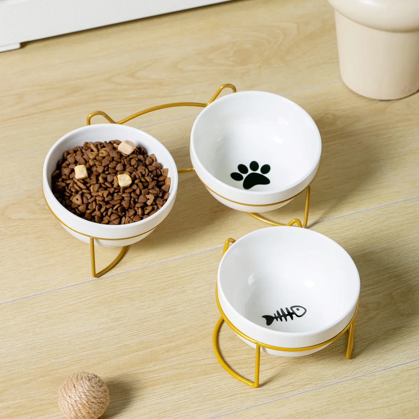 Ciotola in Ceramica per Animali Domestici, Ciotola per Cibo Gatti, Protezione Cervicale, Accessori per Animali, Ciotola per Acqua Cani, Ciotola per Cibo Gatti con Supporto Rialzato