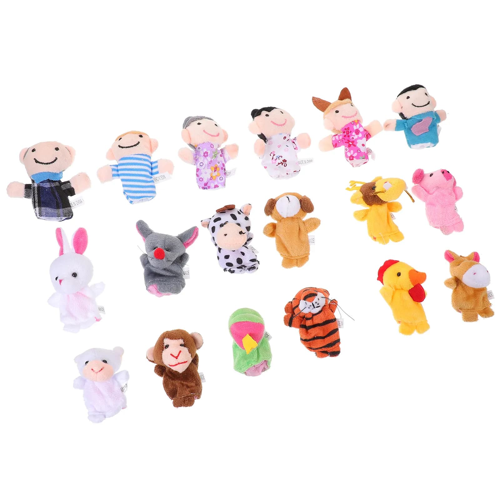 Set Educativo di 18 Marionette da Dito a Forma di Animali, Morbide Marionette in Tessuto per Bambini, Giochi di Ruolo Familiari e Strumenti di Apprendimento per Bambini Piccoli