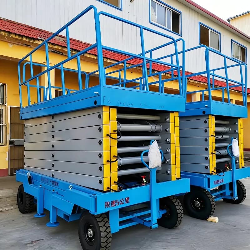 Piattaforme Elevatrici a Forbice Elettriche con Base Stabile per Lavori in Altezza, Ringhiera di Sicurezza Flessibile da 12m, 14m, 16m