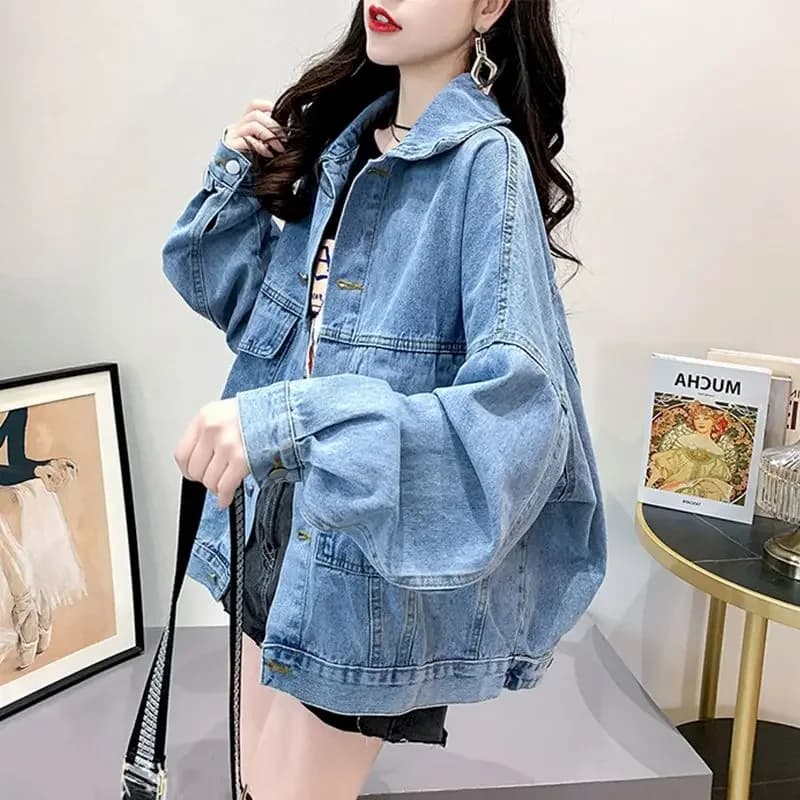 Giacca di jeans da donna 2025 cappotto di jeans alla moda donna casual tutto-fiammifero cardigan autunnale coreano allentato top giacche corte cool da donna