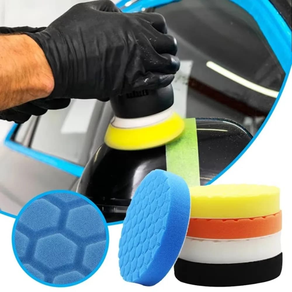 5 pz/set 3/4/5/6/7 Pollici Kit Tampone di Lucidatura Per Auto Circolare Riutilizzabile Auto Auto Tampone di Lucidatura Set Autoadesiva Lucidatore ceretta tamponi