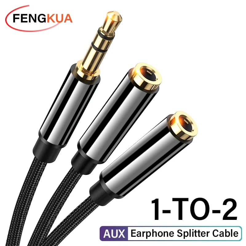 Dual Headphone Cable Extension Cable 3.5mm Male to 2 Female Extension Cable 3.5mm AUX Adapter for Portable Phone Audio Cable MP3