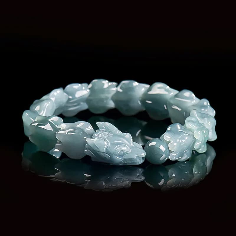 Blue Burmese Jadeite Dragon Bracelet Carved Gemstone Bangle Talismans Real Jewelry Natural Burmese Jade Gifts for Women
