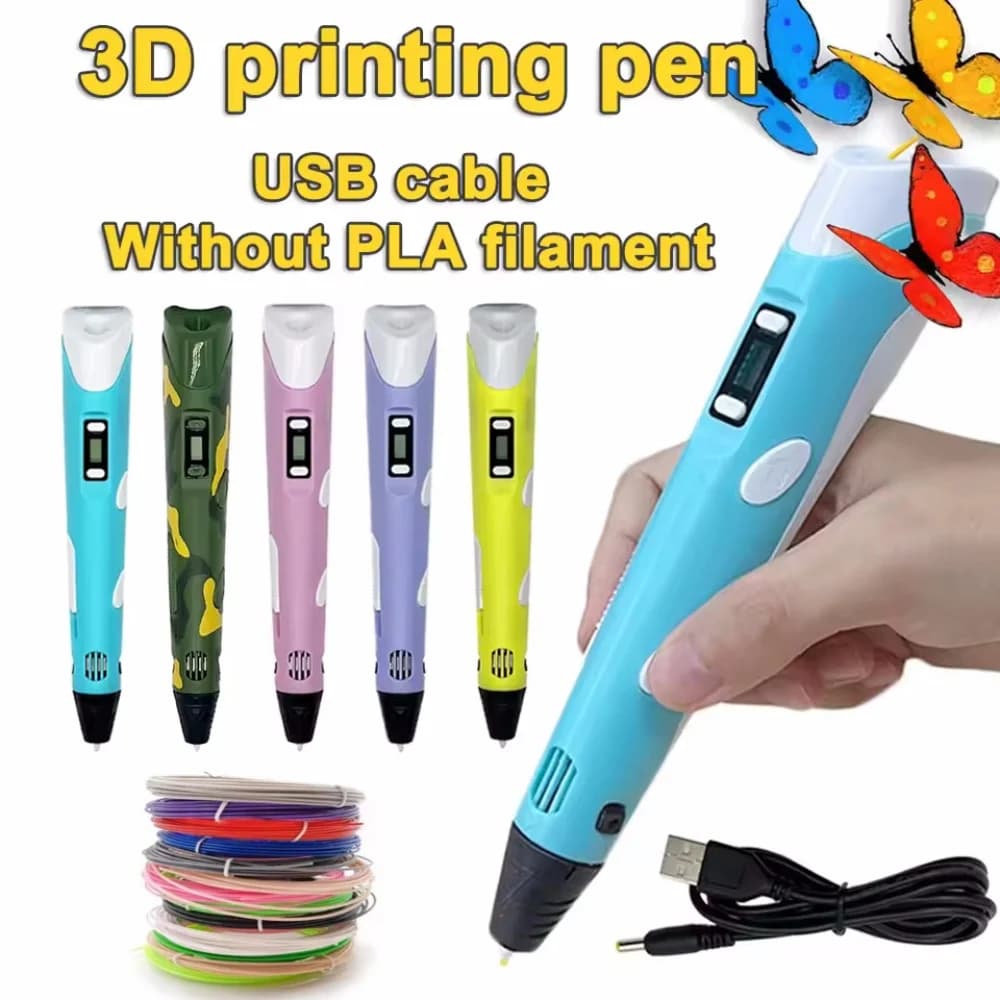 3D Children's Pen 3D Print 3D Drawing Pen Fun DIY Set for Kids Birthday Christmas Creative Gift with Filament PLA